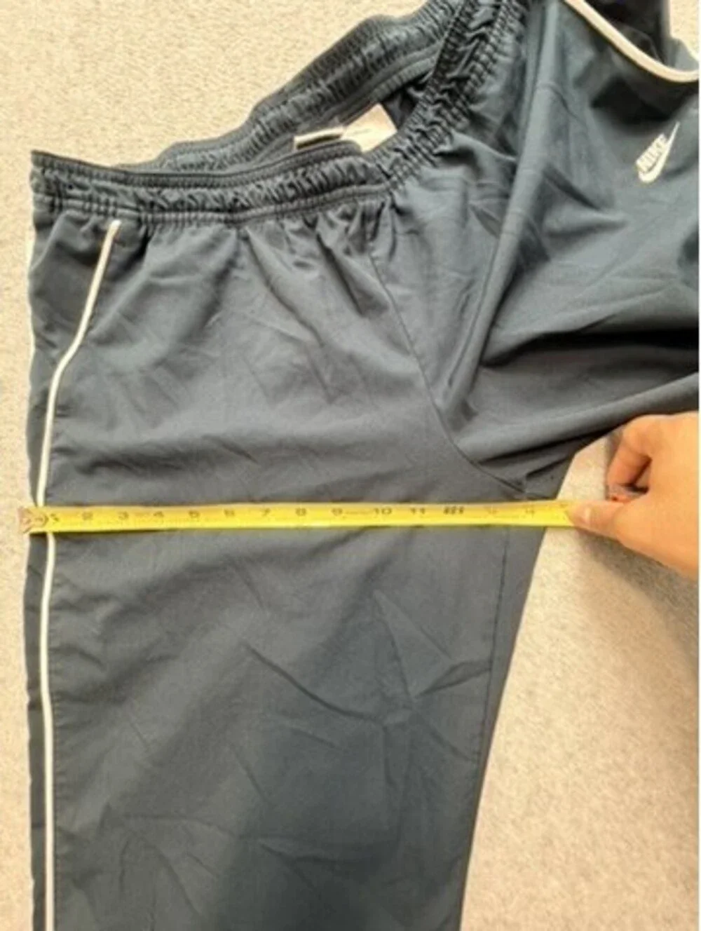 Nike Mens Track Capris XL Navy Blue White Stripe Athletic Elastic Waist